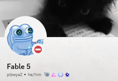 Profile exhibit: the platform account "Fable 5," handle pibwya2